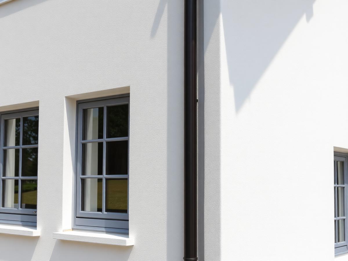 Frisch gestrichene Hausfassade mit Fensterdetail
